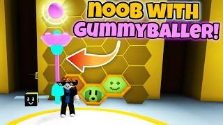 Noob With Gummyballer! Gets 50 Bees in 1 Hour! (Bee Swarm Simulator)