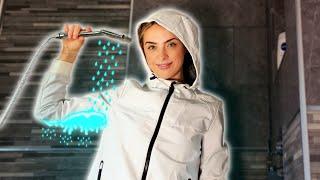 [ASMR] Wet clothes sounds | White Rain Mac | Soaked Jacket Sounds [Suds] 