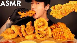 ASMR CHICKEN TENDERS, ONION RINGS & WAFFLE FRIES MUKBANG (No Talking) EATING SOUNDS | Zach Choi ASMR