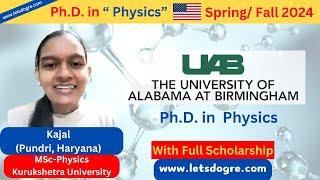 Alabama - Birmingham, USA || PhD in Physics Admission with full Scholarship