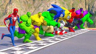 SPIDERMAN PS4 CHALLENGE SONIC THE HEDGEHOG VS HULK COLOR | SUPERHEROES Running Event #1065