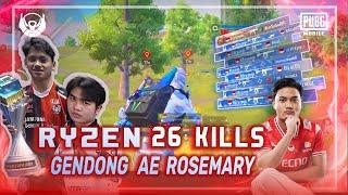 BTR RYZEN GENDONG AE ROSEMARY!! 26 KILLS | PUBG MOBILE | RYZEN GAMING