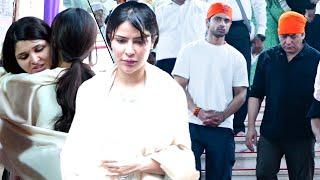 Khan Zaadi And Abhishek Kumar Arrive At Mannara Chopra's Father Raman Rai Handa Prayer Meet