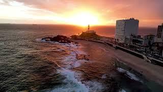 4K Ultra Sunset Lighthouse At Salvador Bahia Brazil Cityscapes Metropolis Scene Industrial Landscape