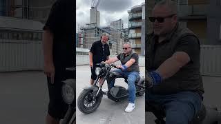 Daz Black and Will enjoying a test ride at Stirling Eco HQ