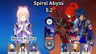 [Mobile] Kokomi Mono Hydro + Diluc Melt | 5.2 Spiral Abyss Floor 12 | Genshin Impact