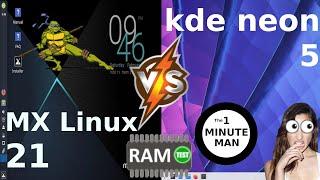 MX Linux 21 (XFCE) vs KDE Neon 5: RAM Usage