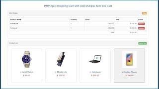 PHP Ajax Shopping Cart with Add Multiple Item into Cart