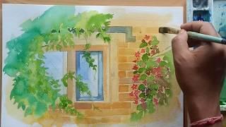 Cottage window | Watercolour painting | PS Art Gallery