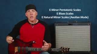 Rock guitar lesson on soloing pedal licks devices minor scales pentatonic blues jamming PRS 513