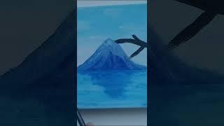 Acrylic Painting a snowy mountain with a blossoming tree. #painting  #tutorial #mountains #shorts