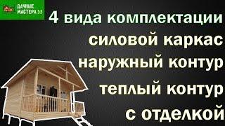 4 вида комплектации каркасника.Силовой каркас,наружный контур,теплый контур,с отделкой.