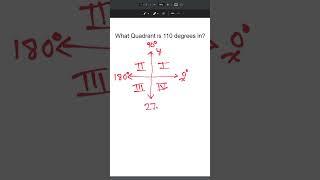 what quadrant is 110 degrees in #maths #math #mathematics #education #shorts