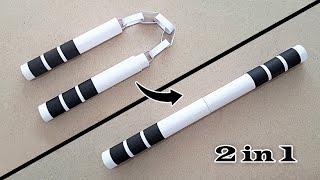 MAKING A HIDDEN NUNCHAKU FROM PAPER - ( Ninja Weapon 2 in 1 )