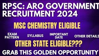 Government Job Vacancy For MSc Chemistry | ARO Vacancy For Msc Chemistry | RPSC recruitment 2024