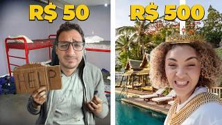 SOBREVIVENDO 24 HORAS com R$50 vs R$500 na Tailândia: DESAFIO EXTREMO