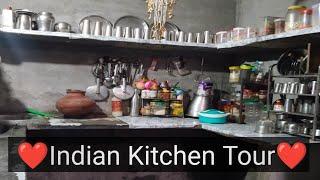 मेरा पहला kitchen tour️||middle class kitchen tour ||non modular kitchen tour||kitchen tour