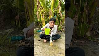 Survival Skills: easy methood saving water transfer to bottle#camping #bushcraft #water#smart
