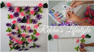 Diy Flowers Wall Hanging Carft Ideas | simple and easy wall hanging | A day in my life |vlog #38