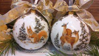 How to Make Easy Christmas Ornament Baubles Balls DIY  Decoupage Ideas