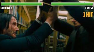 John Wick vs. Ernest WITH HEALTHBARS | Library Fight | HD | John Wick 3: Parabellum