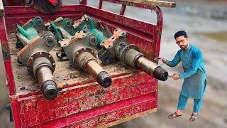 When the rear wheel axle shaft broke in the middle of the road we did a very awkward repair