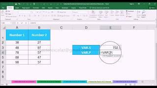 VAR.S vs VAR.P Statistical Function with Example in MS Office Excel 2016