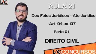 Aula 21 - Direito Civil - Dos Fatos Jurídicos - Ato Jurídico - Art 104 ao 137 -  Parte 01