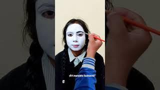 wednesday addam painting on face |  art | wednesday addam face art | drawing wednesday addam