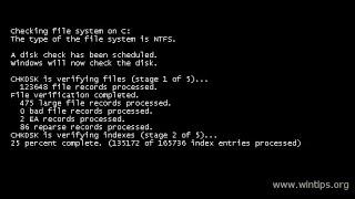 حل مشكلة cheching file system on c the type of file system is NTFS