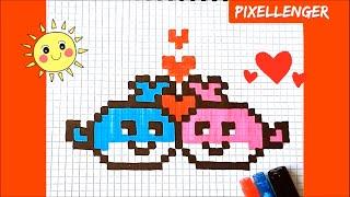 Как рисовать по клеточкам Валентинку Влюблённые Киты Простые рисунки How to Draw Pixel Art Valentine