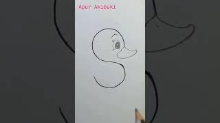 Easy duckling drawing | Cute Cartoon duckling drawing using 'S' | #shorts