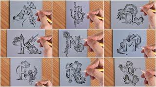 Beat tattoo drawing with pencil of A | B | D | K | N | M | P | R | S || simple drawing video