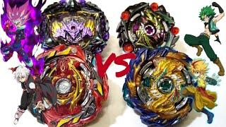 World Spriggan&The End Lucifer vs Mirage Fafnir&Curse Satan. Beyblade burst sparking