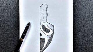 Scary sketch | how to draw ghost face in knife  easy step-by-step