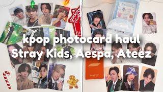 последняя большая распаковка kpop фотокарт stray kids, aespa, ateez, подарков от зрителей и др.