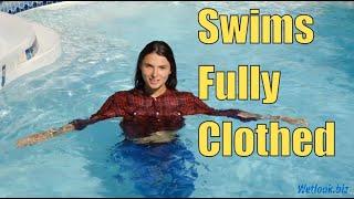 Wetlook girl in Pool | Wetlook girl swims fully clothed | Wetlook jeans