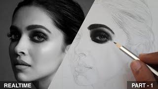 Drawing Deepika Padukone - Realtime  shading with ARTLINE & CAMLIN CHARCOAL