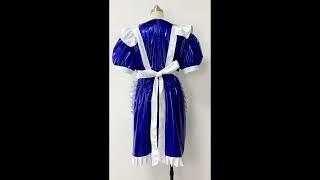 PVC Sissy Elegant Puff Sleeve Mini Dress Wetlook Shiny Gothic Lolita Service Dress Men Cross dress