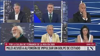 Milei acusó a Alfonsín de impulsar un golpe de Estado