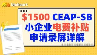 【加拿大疫情补贴-企业篇】$1500刀安省CEAP-SB疫情小企业电费补贴已经开启，快来跟着录屏详解一起申请吧