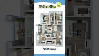 【3D】Floor Plan_11: Modern Home Design, 2-BHK Home, Apartment Design Ideas, #3dfloorplan #houseplan