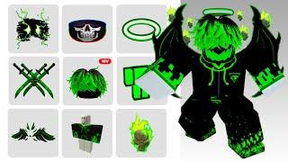 OMG! GET 28 FREE ITEMS GREEN MESSY HAIR ON ROBLOX (PROMO CODES)