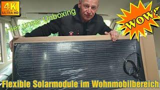 Flexible Solarmodule am Wohnmobil. Unboxing im Camper und was leisten die Teile laut Hersteller?? 