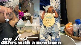 FIRST 48hrs WITH A NEWBORN | bringing baby home + postpartum + baby face reveal + first time mom