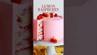 The dreamiest layers going on in this lemon raspberry cake  recipe at sugarandsparrow.com #cake