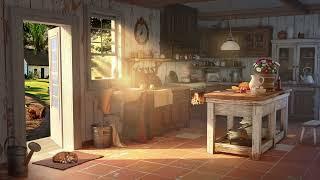 Cozy Grandma's Country Kitchen Farm Sounds  ASMR Ambience (birds singing, sizzling, crackling...