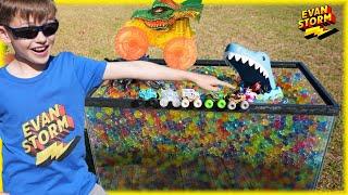 Monster Trucks Challenge Fish Tank Full Of Orbies!