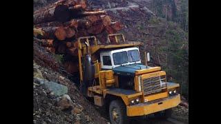 Pacific P16 pulling grade with a load of logs (LOUD!!)