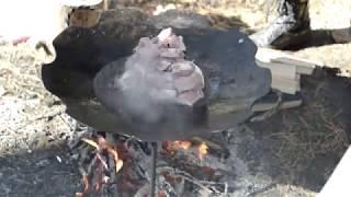 Асадо по русски,на диске бороны. Asado en Rusia.